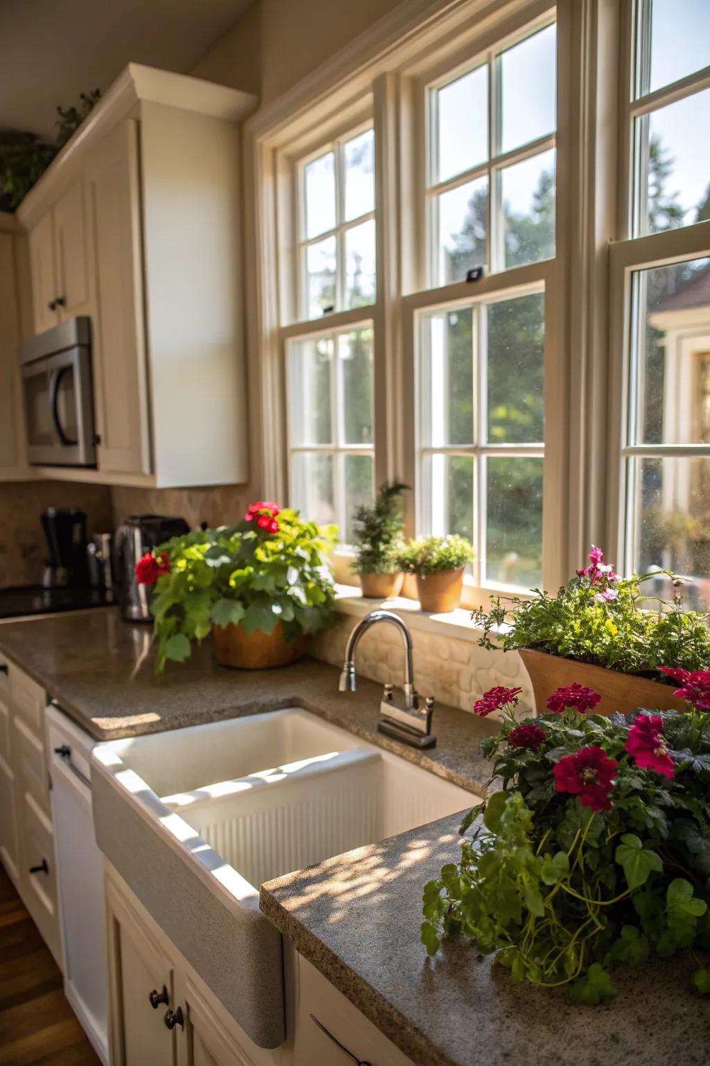 Corner sinks conserve space while introducing a distinctive focal point.
