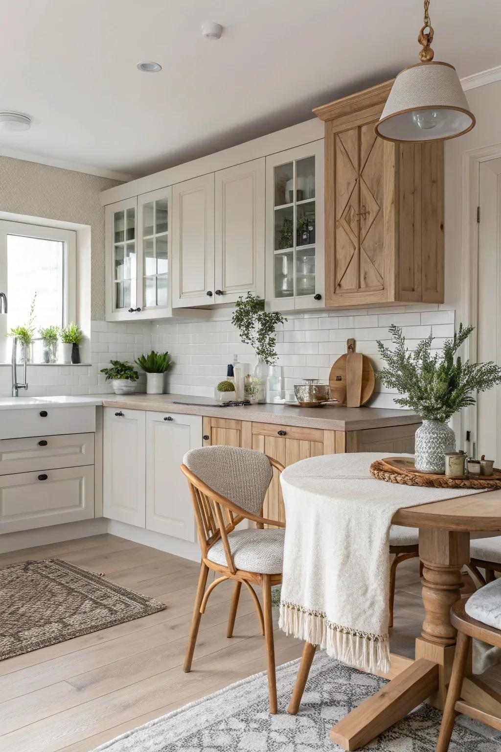 Neutral, earthy tones create a serene, timeless kitchen design.