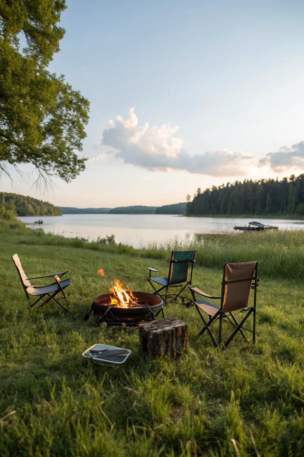 An adaptable brazier extends pliability and handiness for any lakeside gathering.