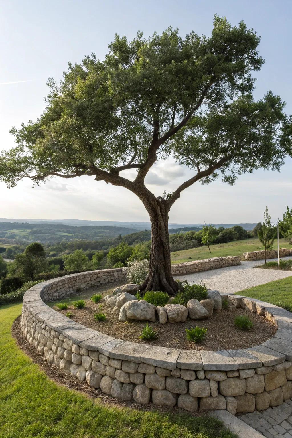 Elevated bordering enhances the visual appeal of any tree landscape.