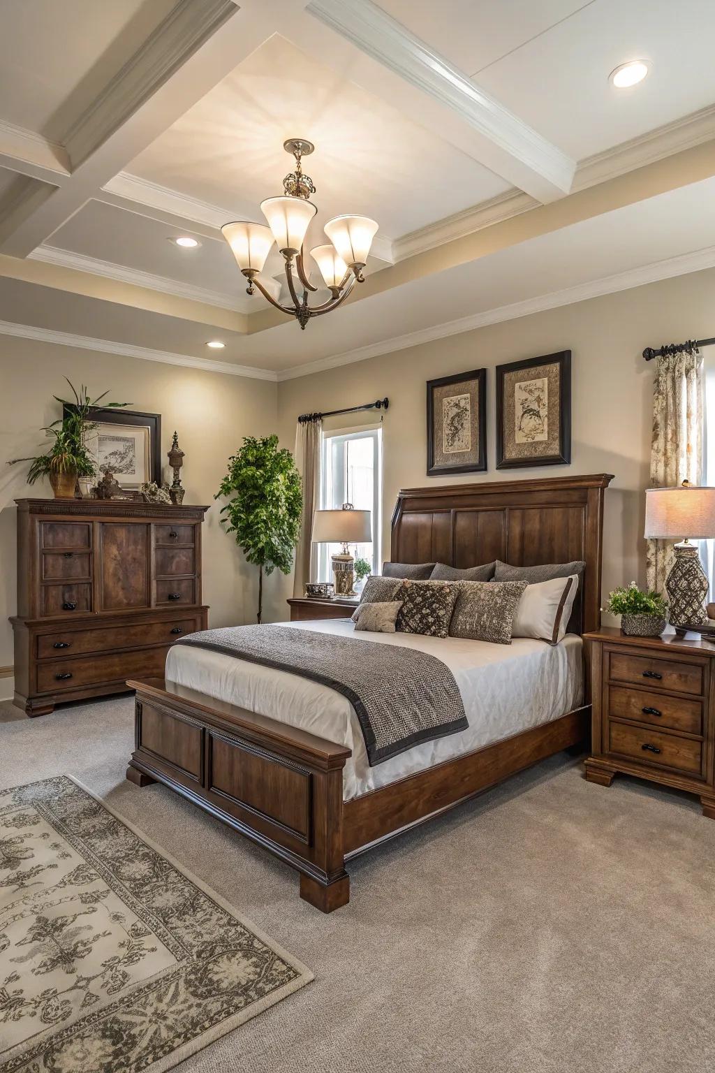 The balanced mix of both modern and timeless styles brings an enduring elegance to this bedroom.