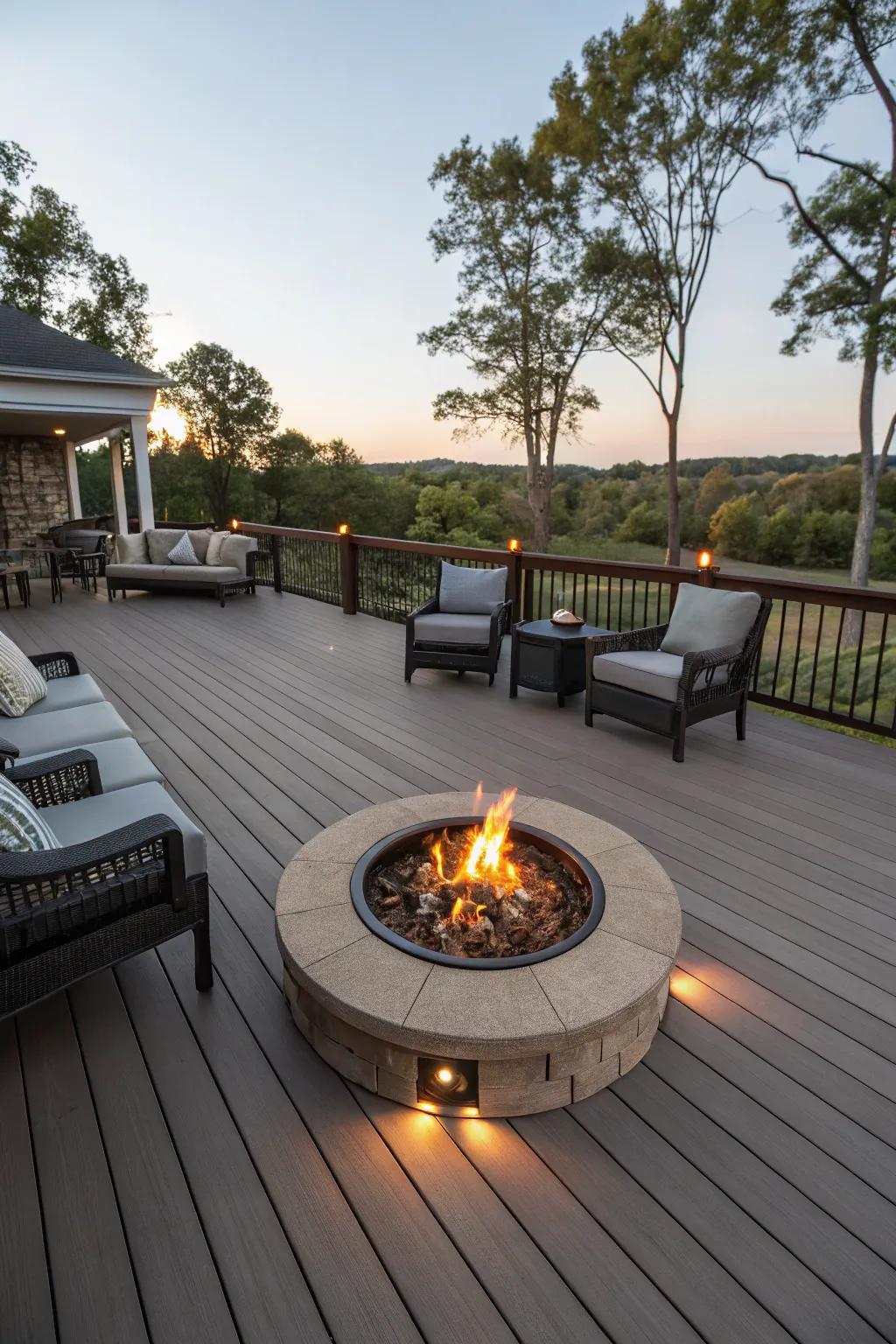 A fire pit is perfect for warmth and atmosphere on chilly nights.