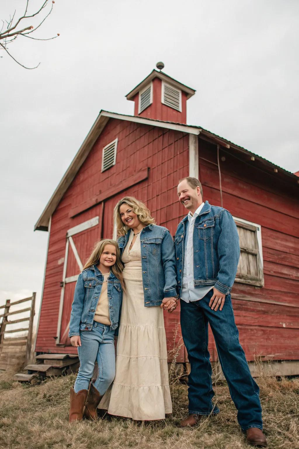 Denim combined with creams creates a cozy, rustic look.