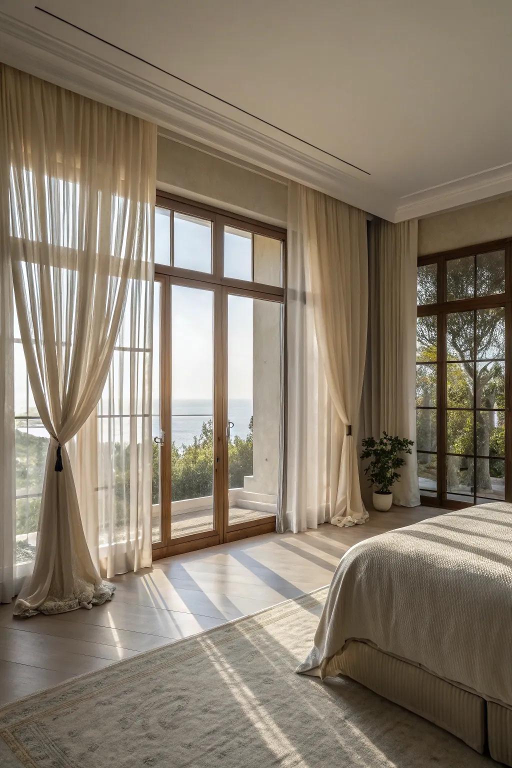 Natural light makes the master bedroom feel open.