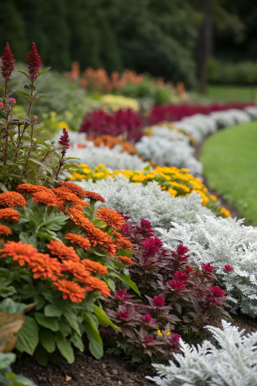 Harmonious blend of contrasting textures within the garden.