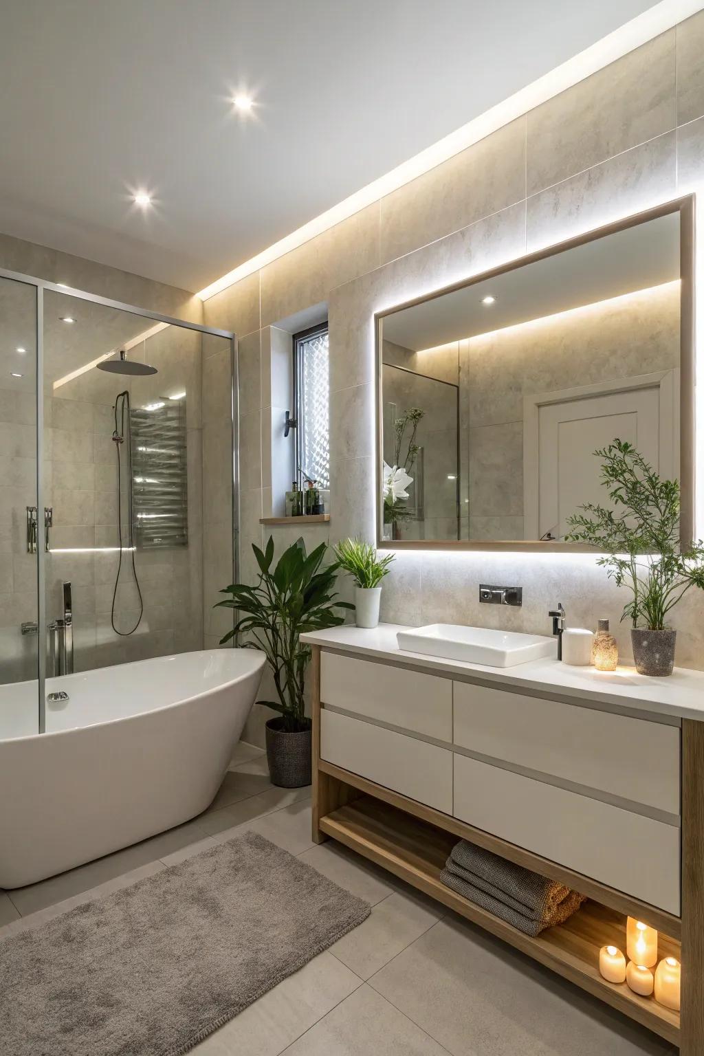 An illuminated reflection projecting an encompassing radiance that encourages tranquility.
