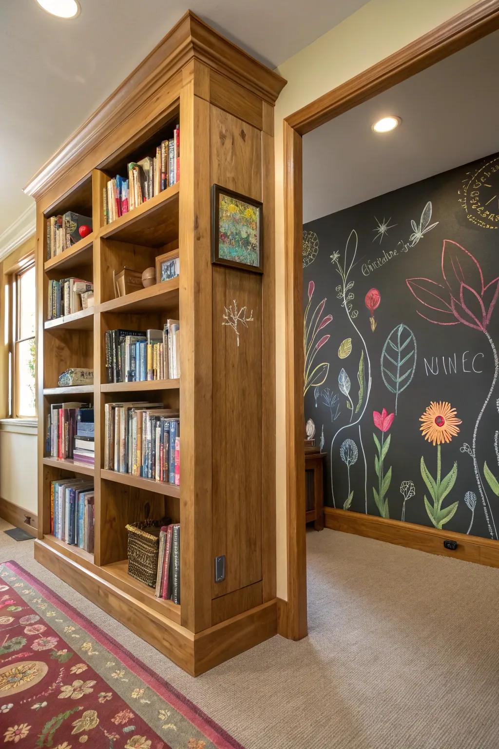 A writable wall makes your library interactive and constantly changing.