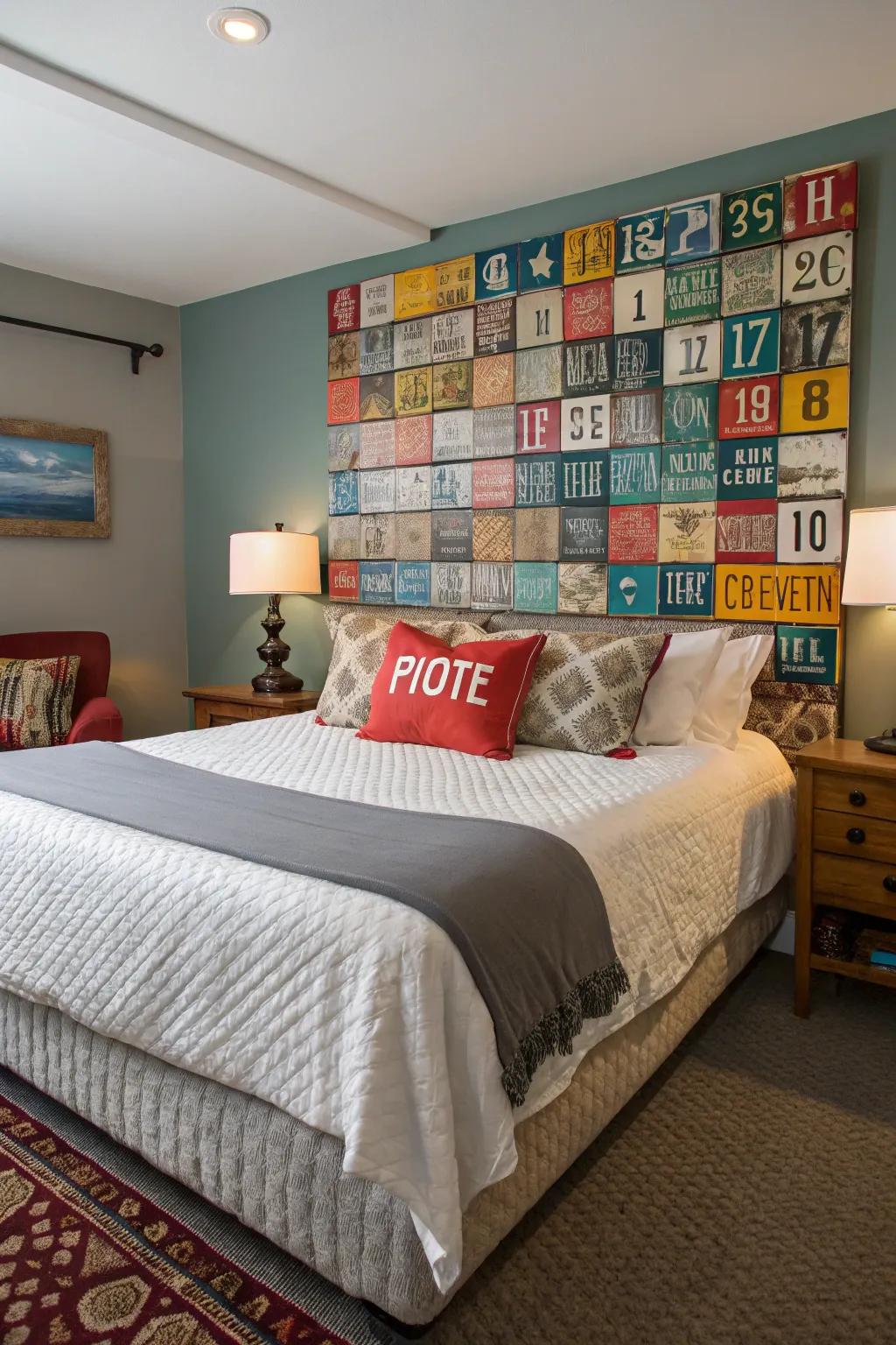 A registration plate headboard is a striking declaration for any bedroom.