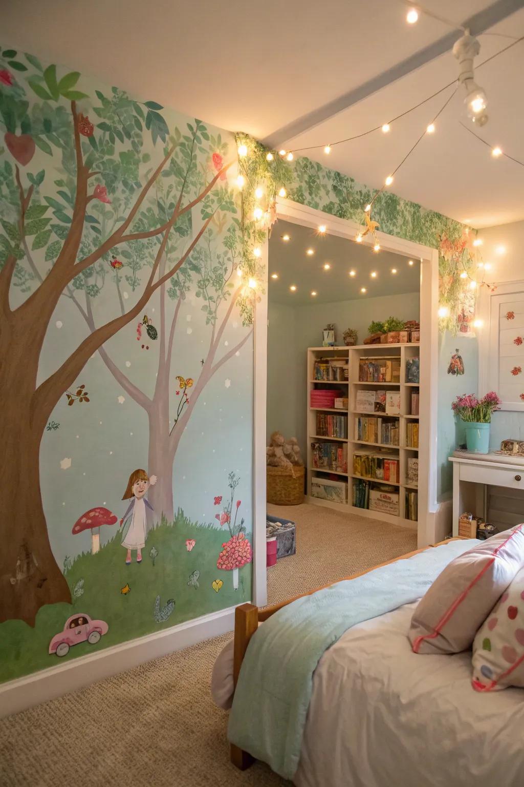 A fantastical mural art that ferries one into a bewitched realm.
