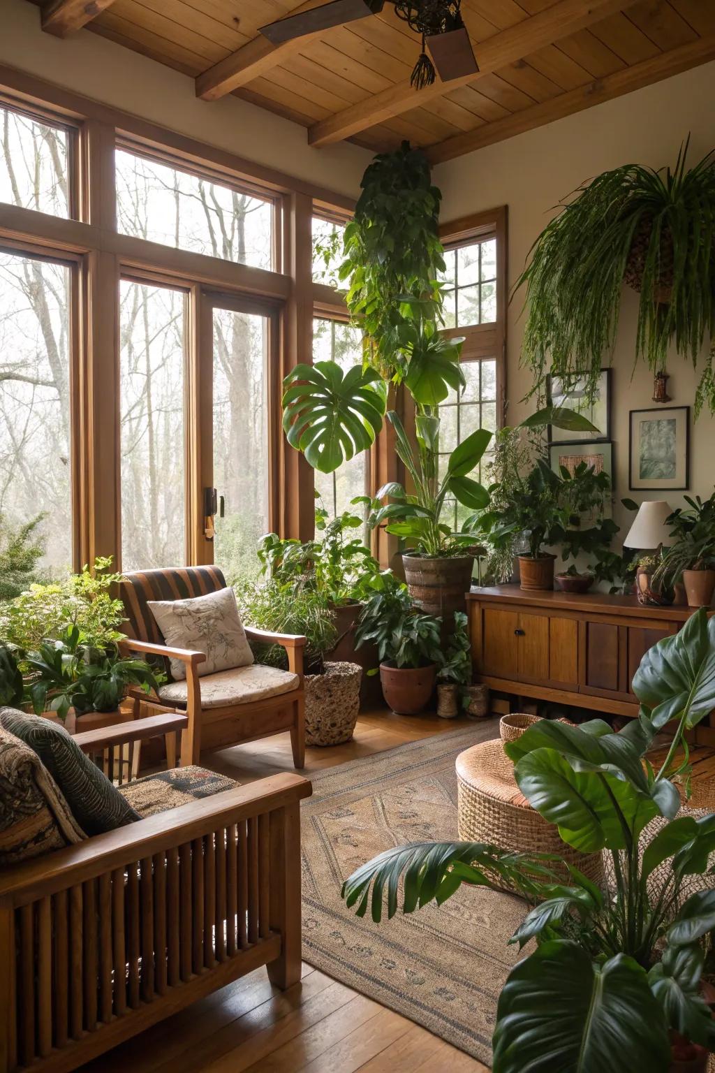 Organic accents bringing warmth to a living room.