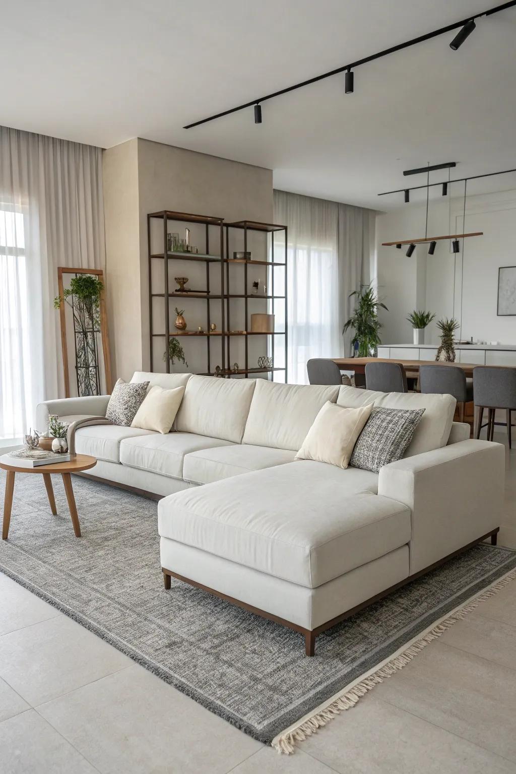 A minimalist sectional embodies the essence of modern simplicity.
