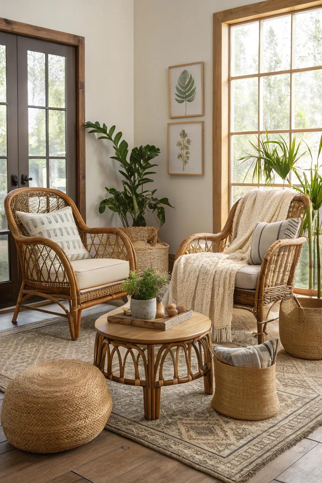 Earthy materials evoke coziness and raw vibes.