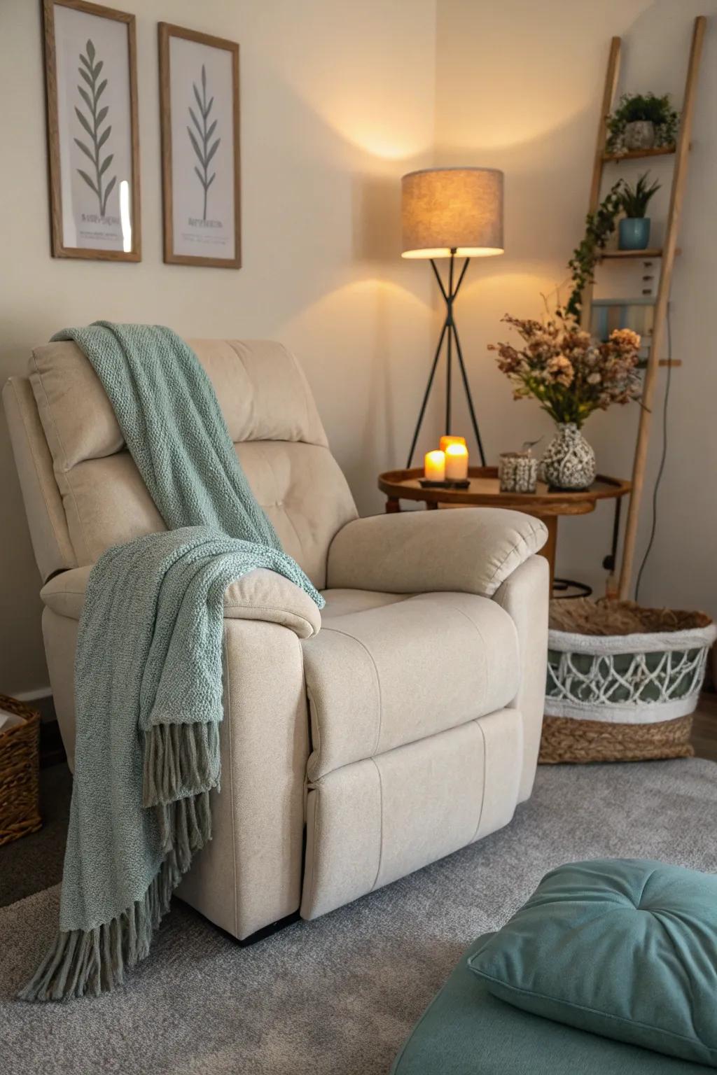 A dedicated relaxation area featuring a cozy recliner.