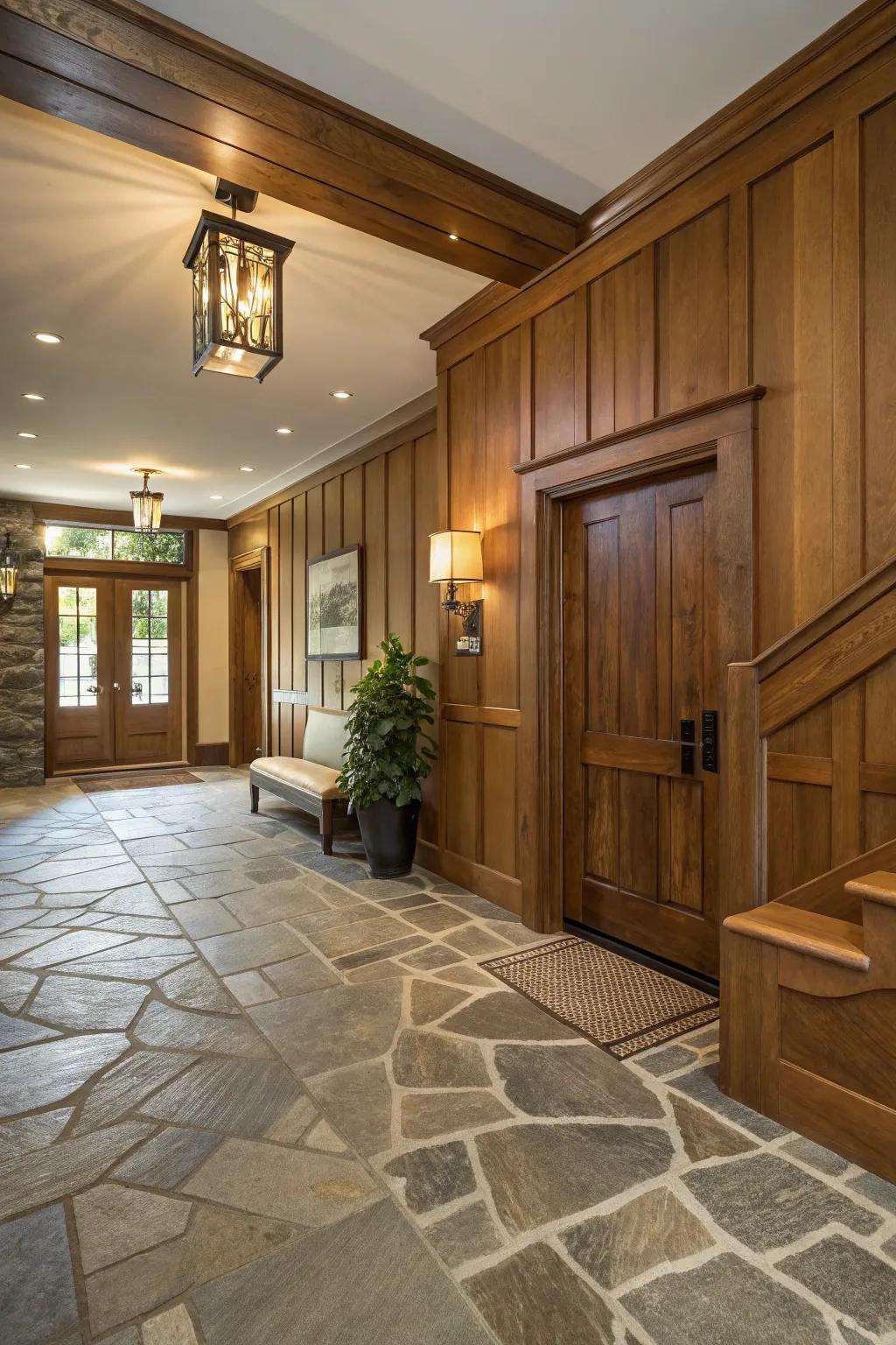 An entrance hall showcasing raw components for a warm atmosphere
