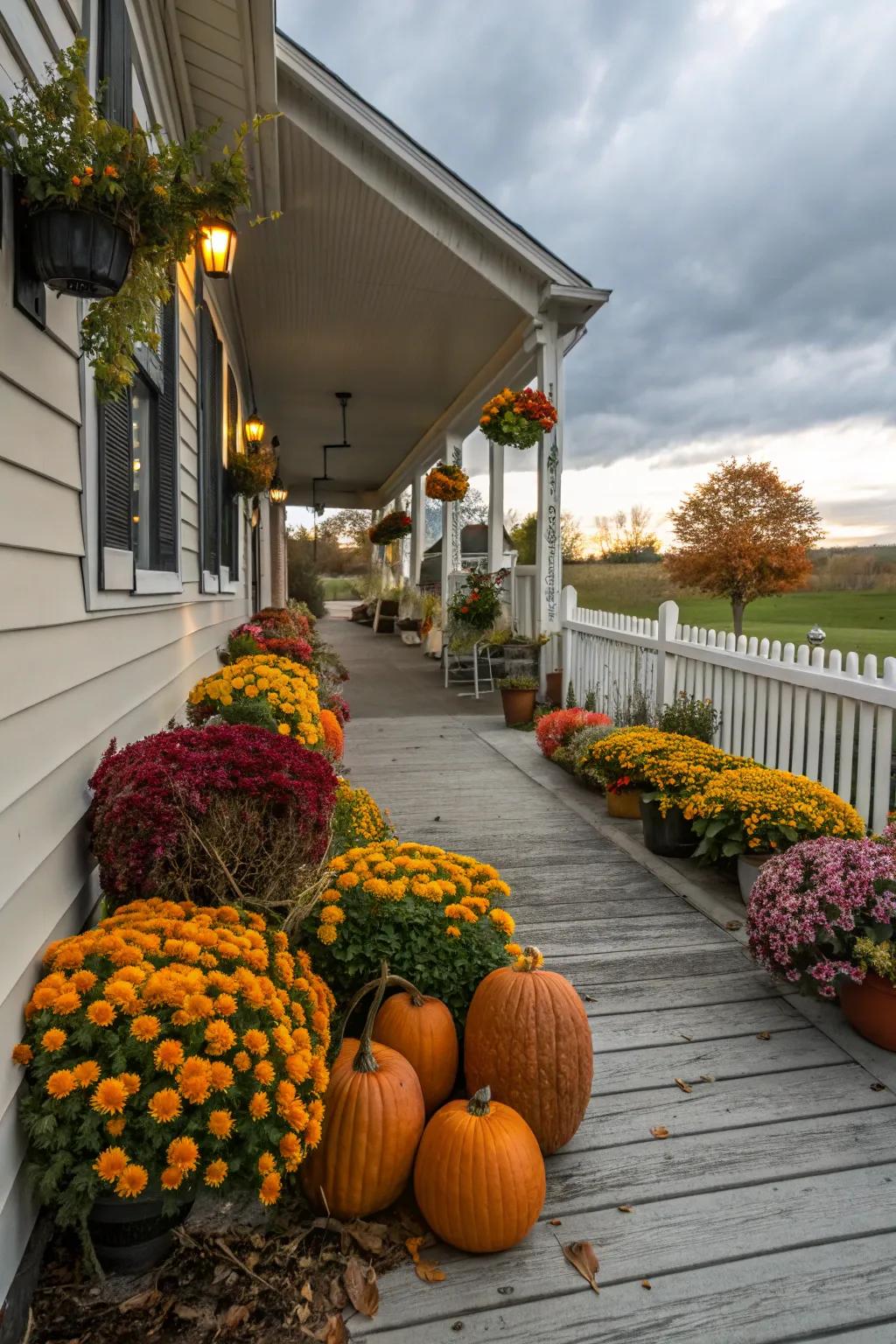 Seasonal decor sustains a porch's fresh and welcoming aura all year.