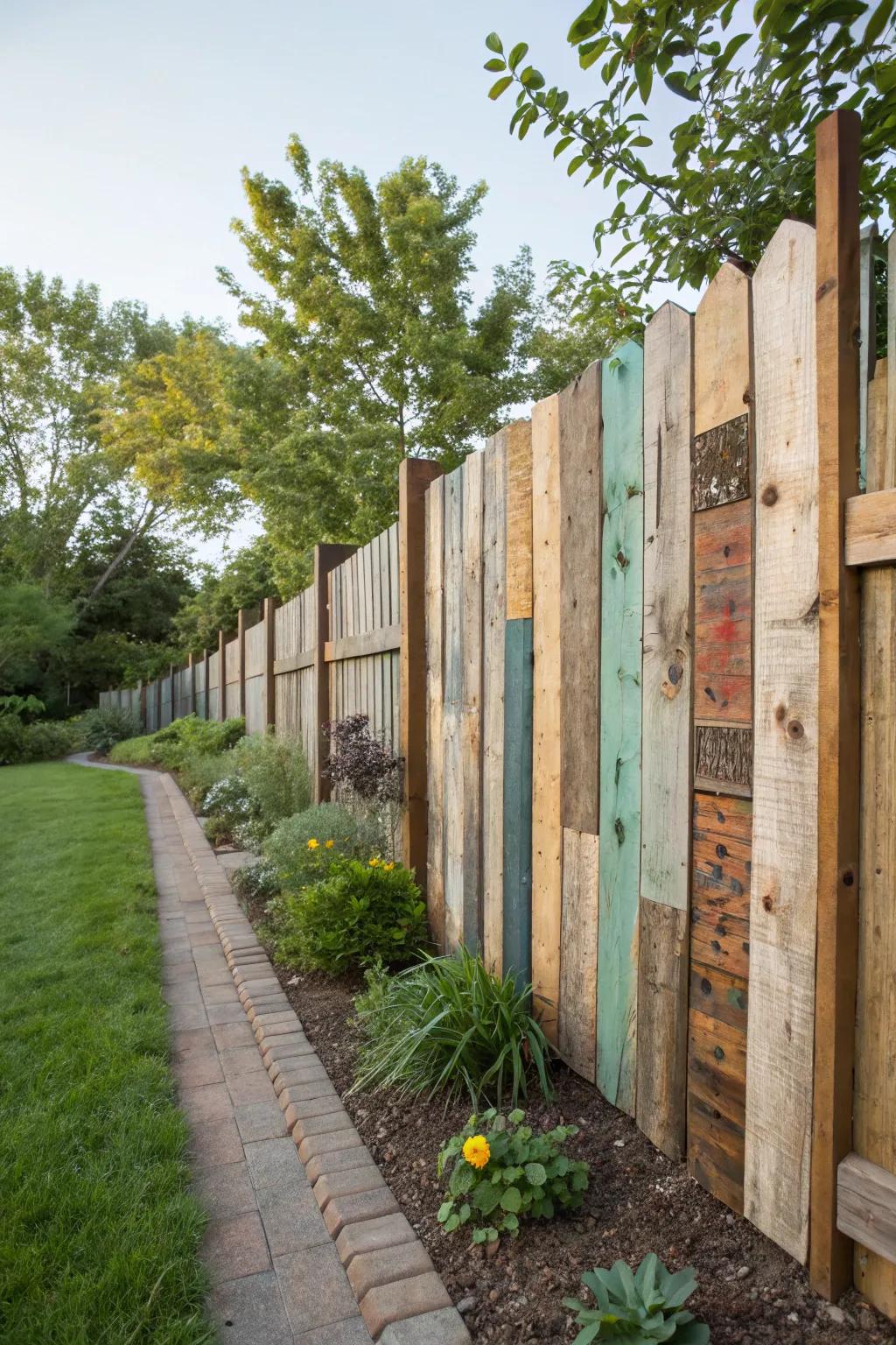 Add character to your garden with fencing crafted from reclaimed wood.