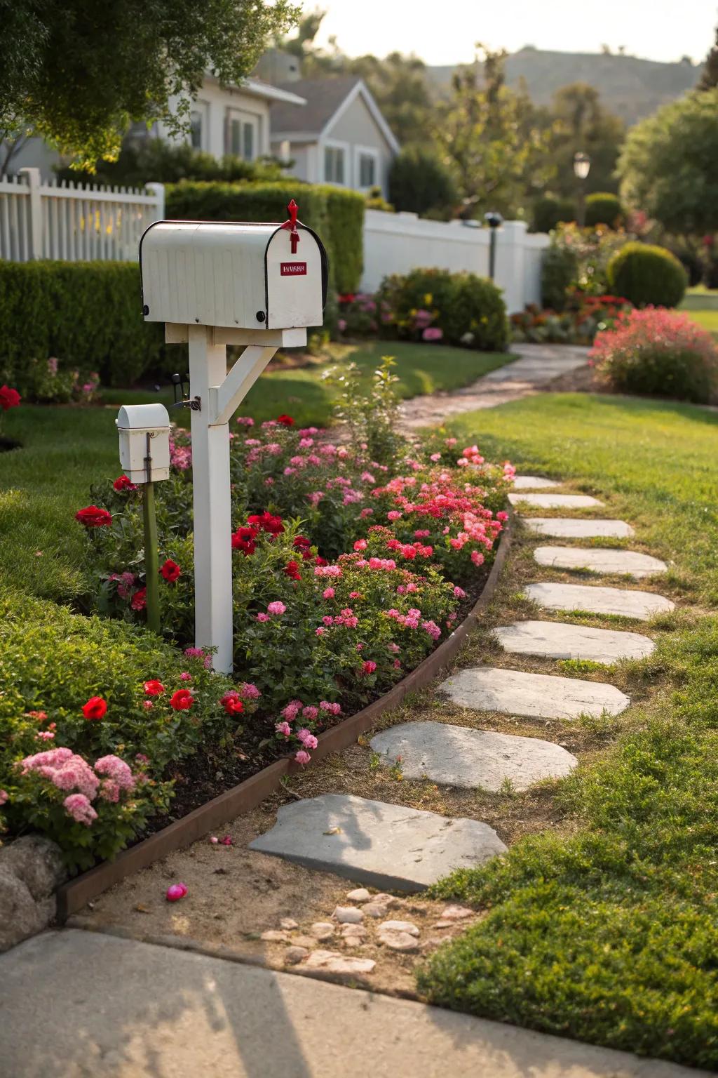 Stepping pavers offer charm and effortless access to your mailbox.