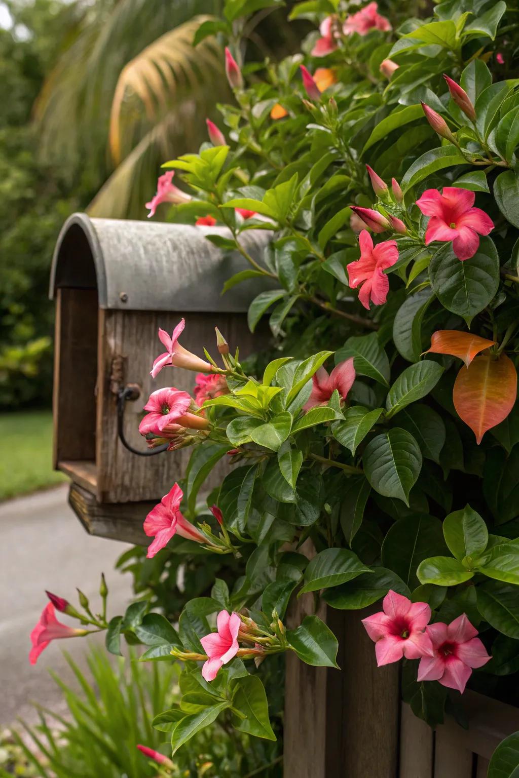 Exotic flowers add a burst of tropical vibrancy to your mailbox.