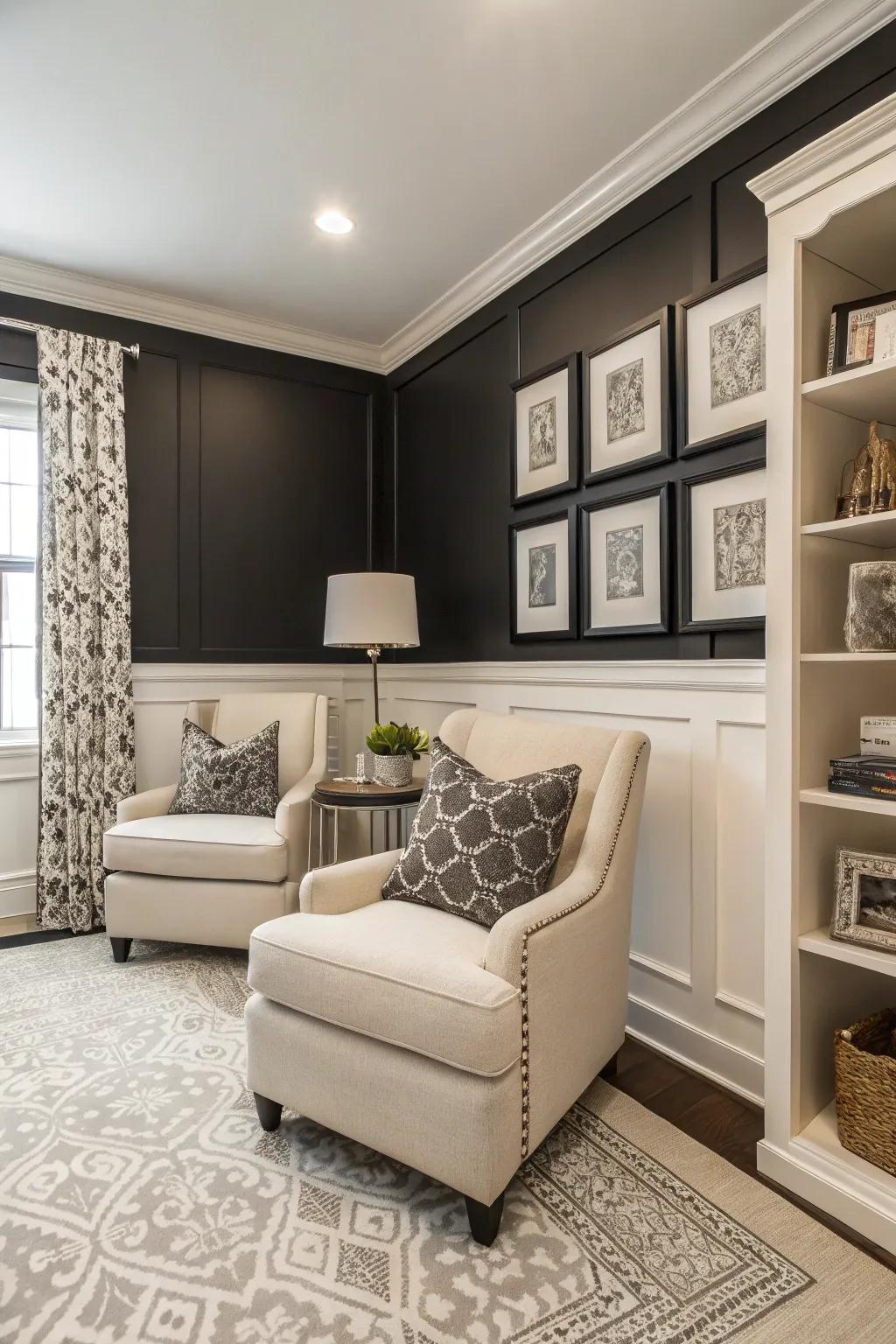 A monochromatic color palette has the capacity to render a compact area as expansive and fashionable.