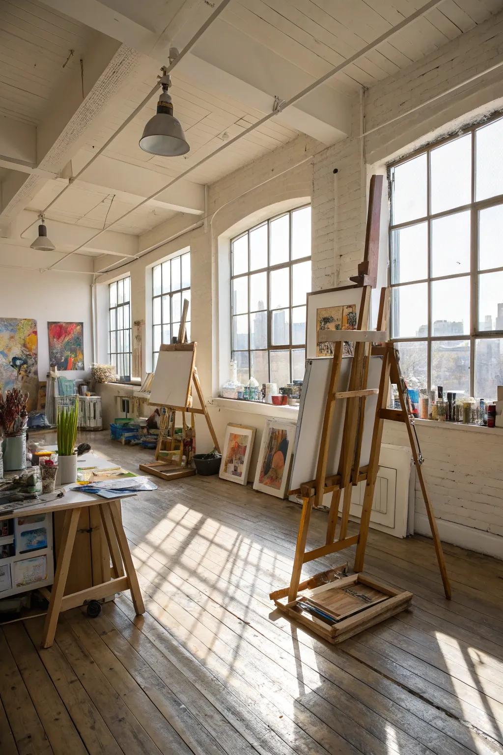 Let your creativity flourish in a bright and inspiring loft workshop area.