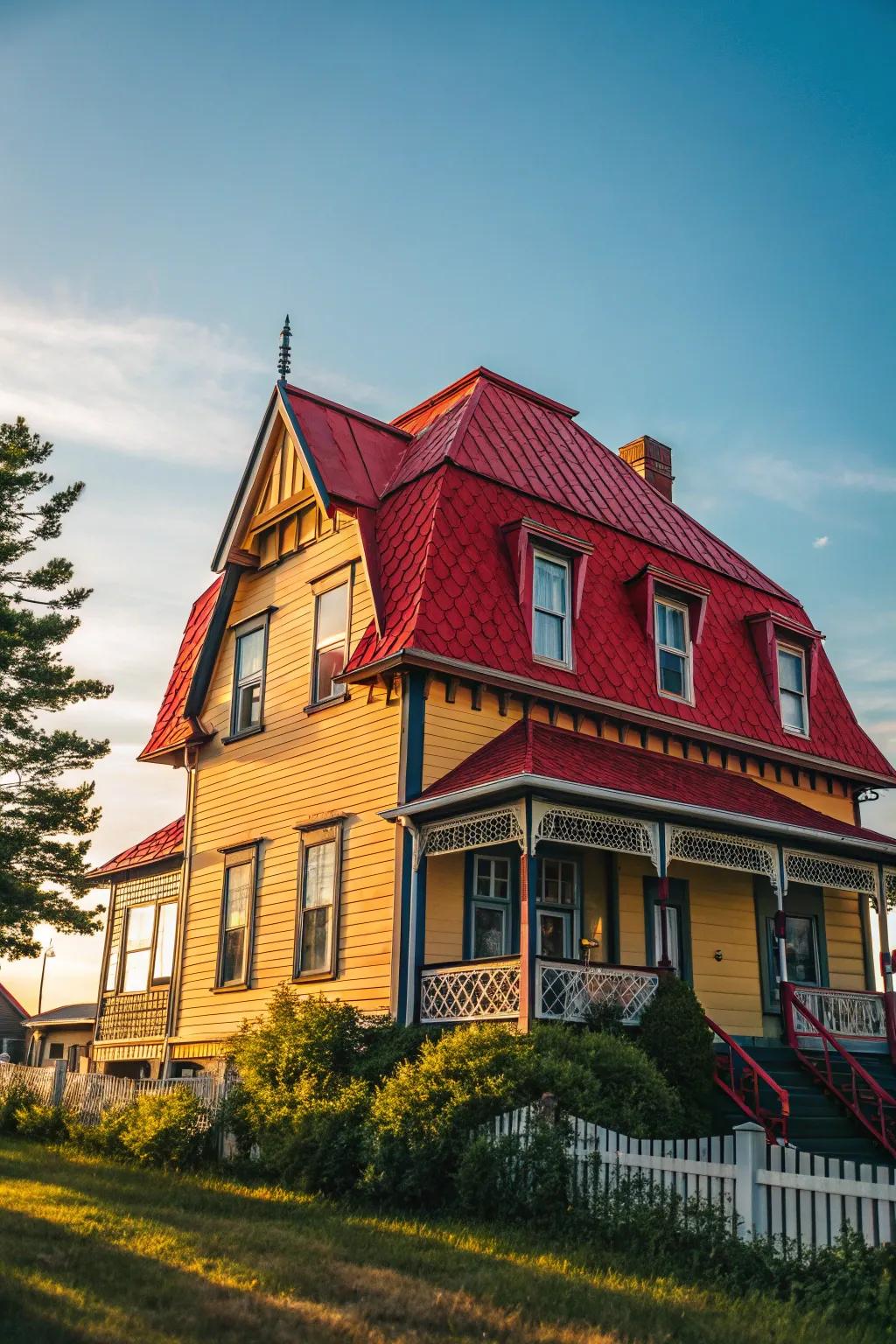This mansard roof makes a striking statement with bold colors.
