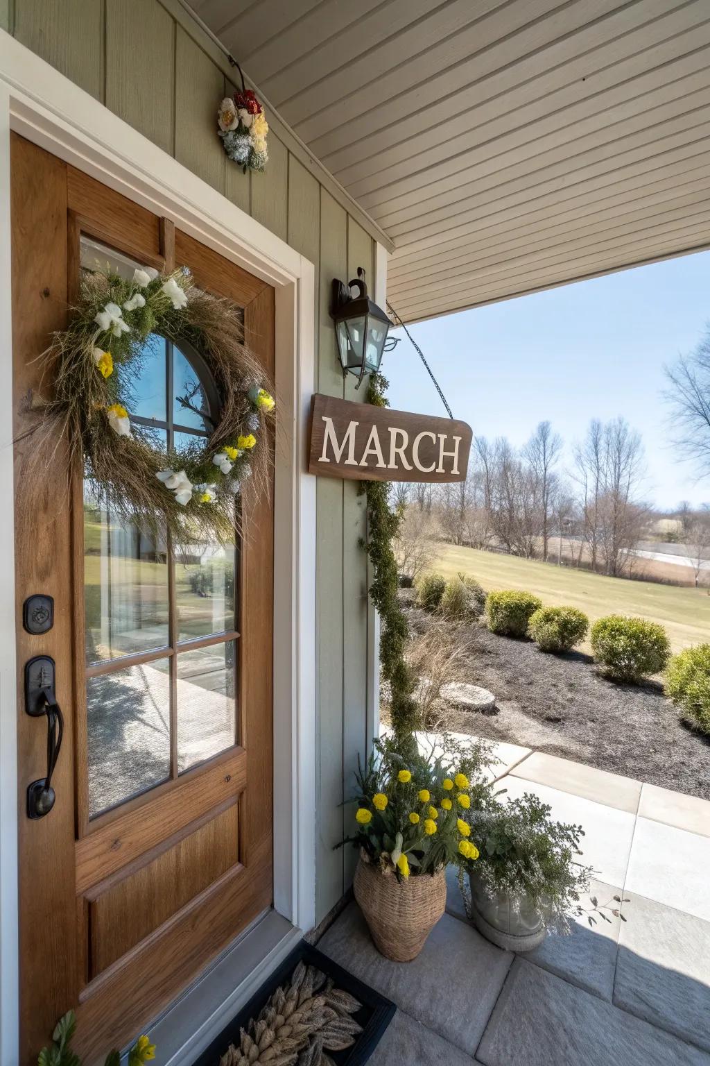 A rustic welcome sign brings a sense of warmth and allure to your entrance.