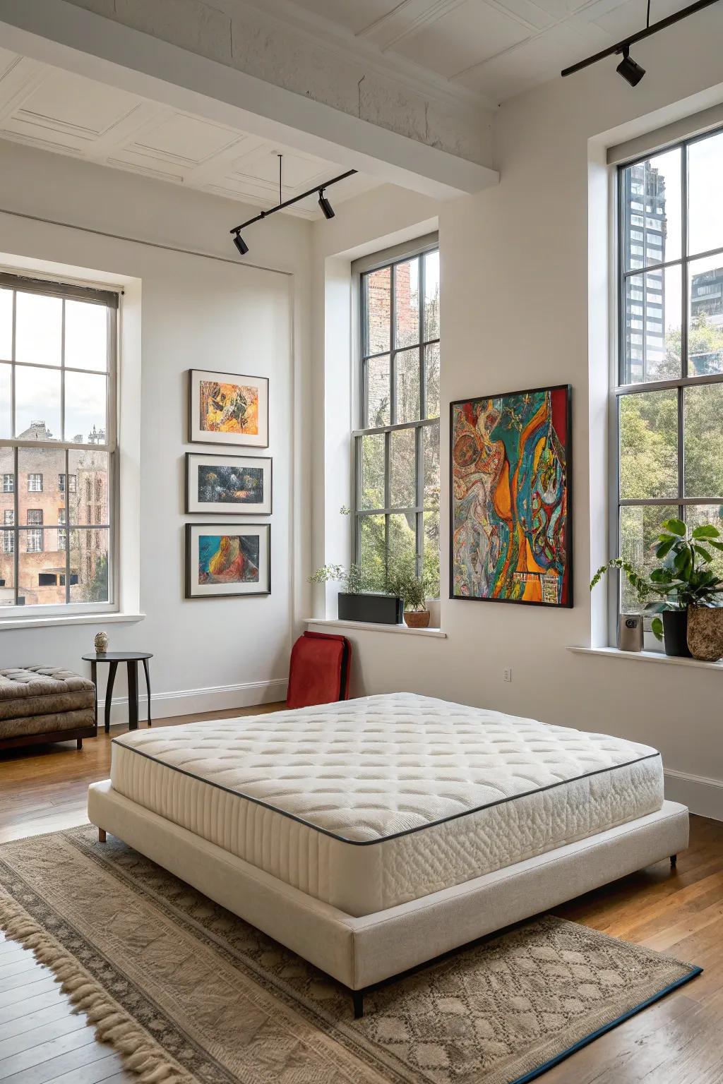 Blend modern artistry with your slumber pad arrangement for a fashionable appearance.