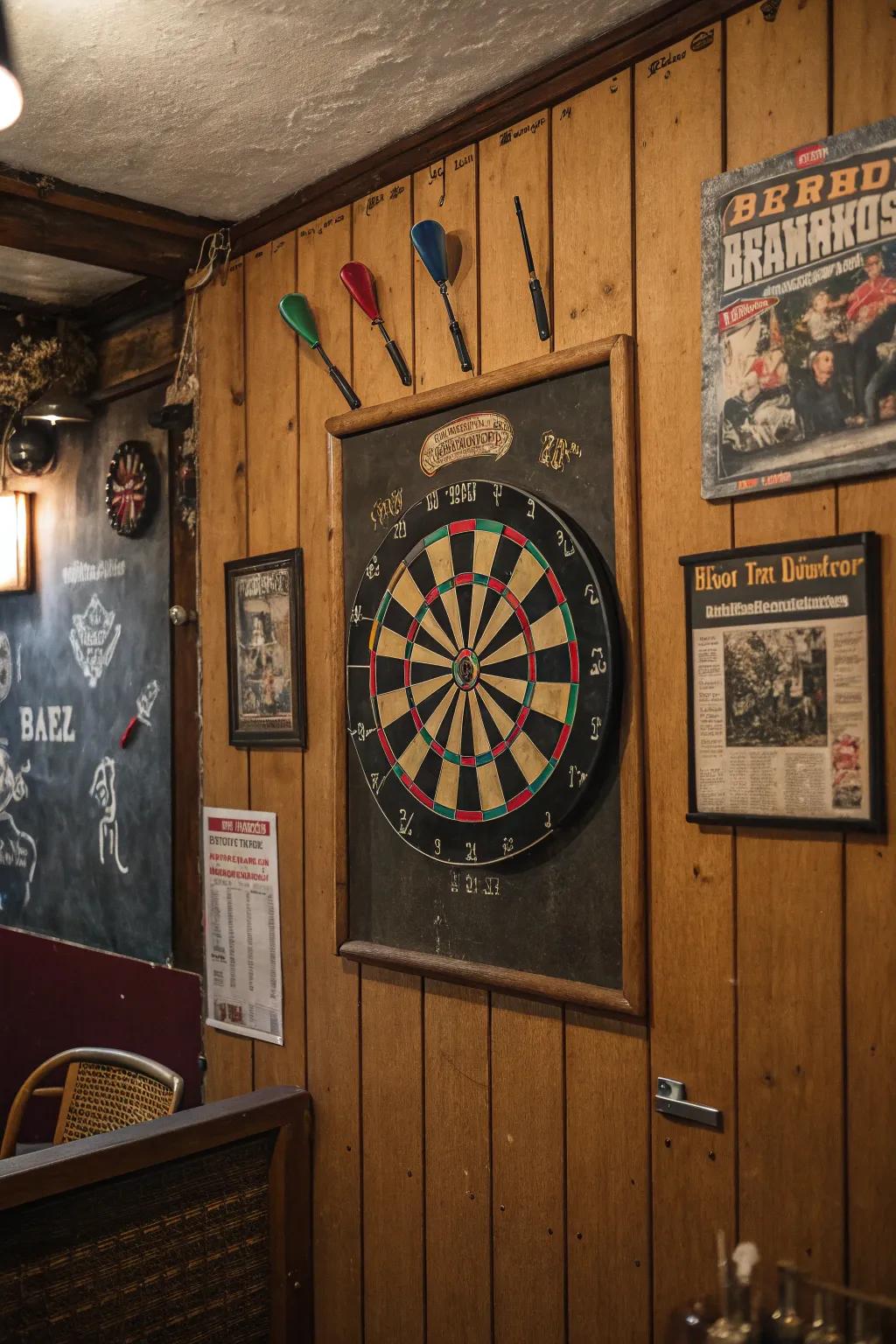Incorporate a touch of fun and competition through a classic dartboard arrangement.