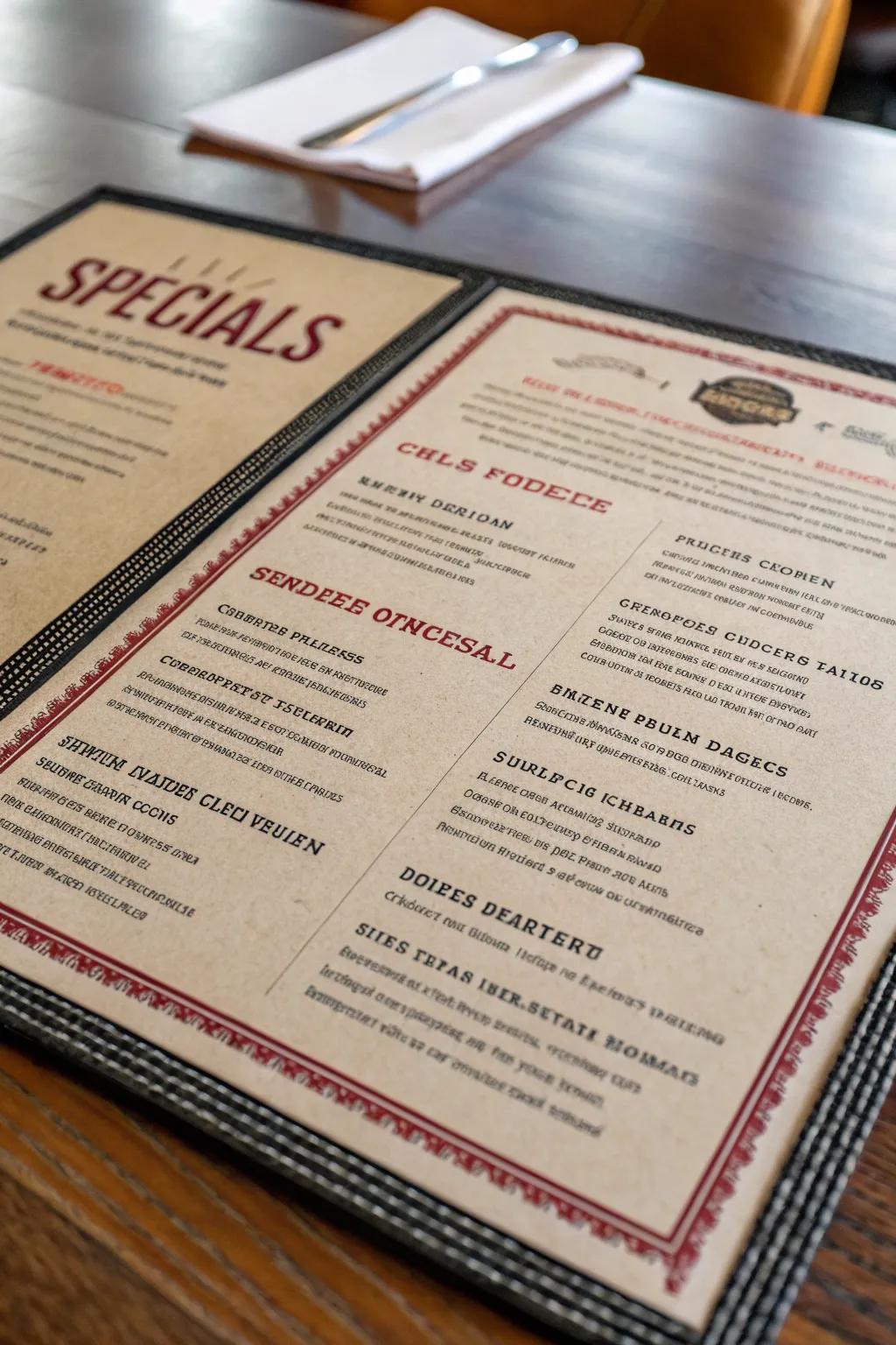 Specials merit their prominence with unique design components.