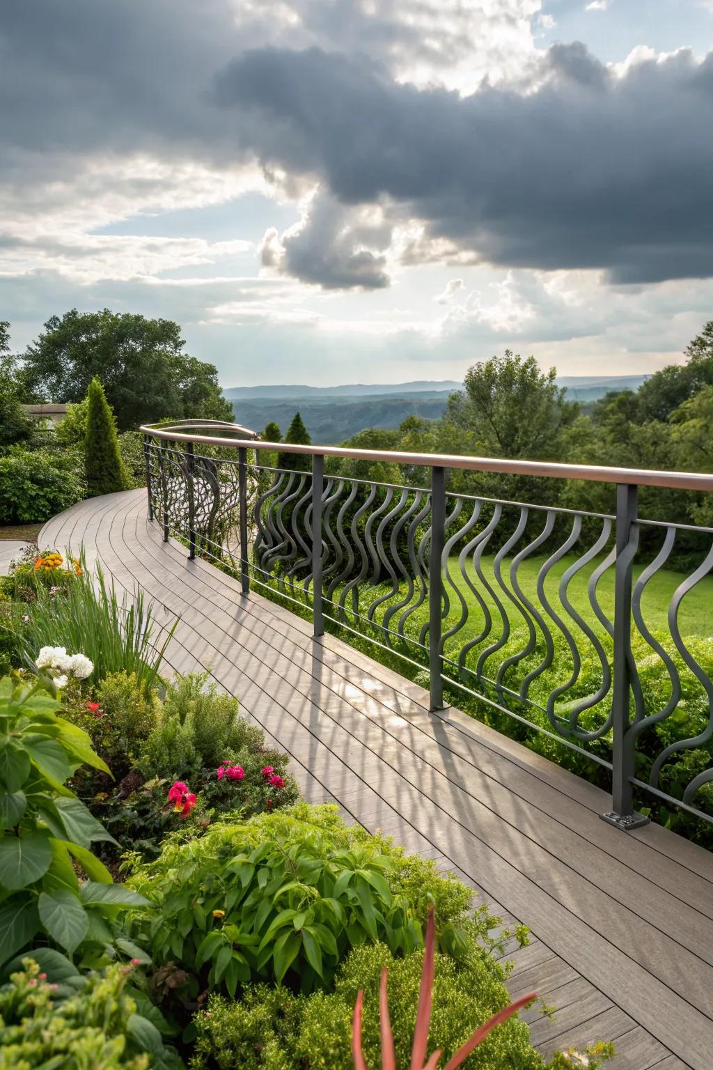 Wavy iron styles bring a playful elegance to your deck.