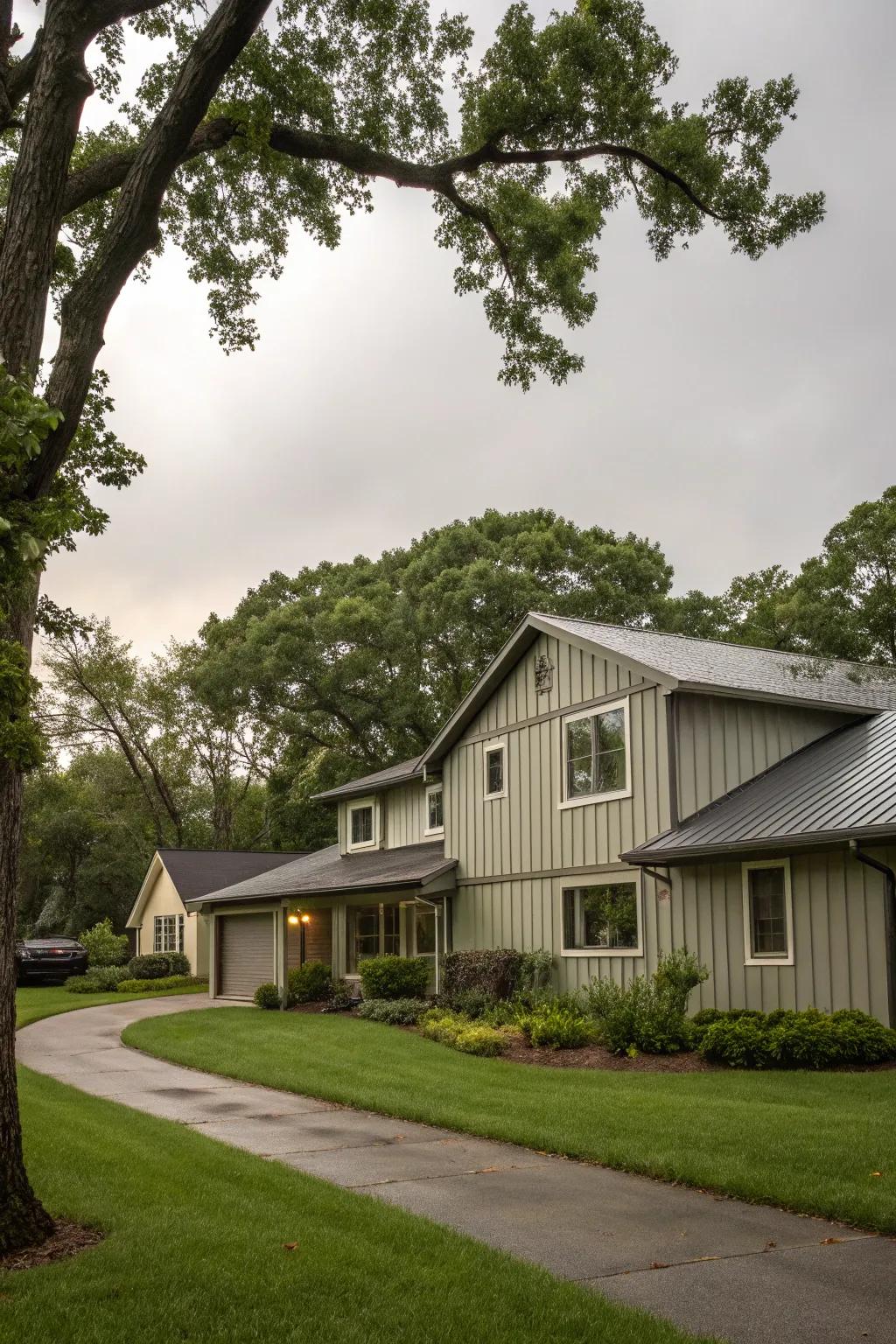 A serene residential dwelling exemplifying the simplicity inherent in horizontal metal cladding.