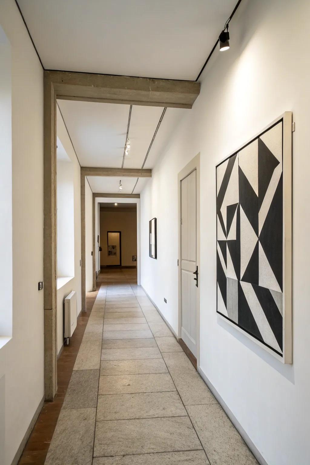 Minimalist wall art enhances the decor without overwhelming.