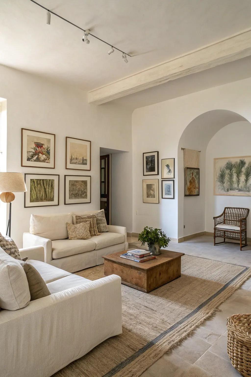 Minimalist ornaments with attentively chosen pieces highlight the essence of minimalist design.