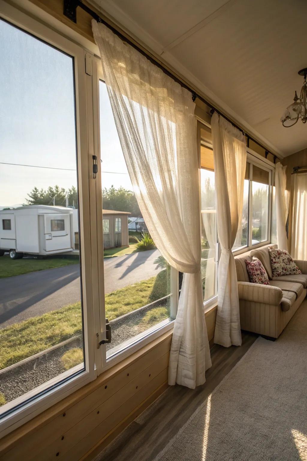 You may elevate the ambiance of your mobile home by optimizing the amount of natural light.