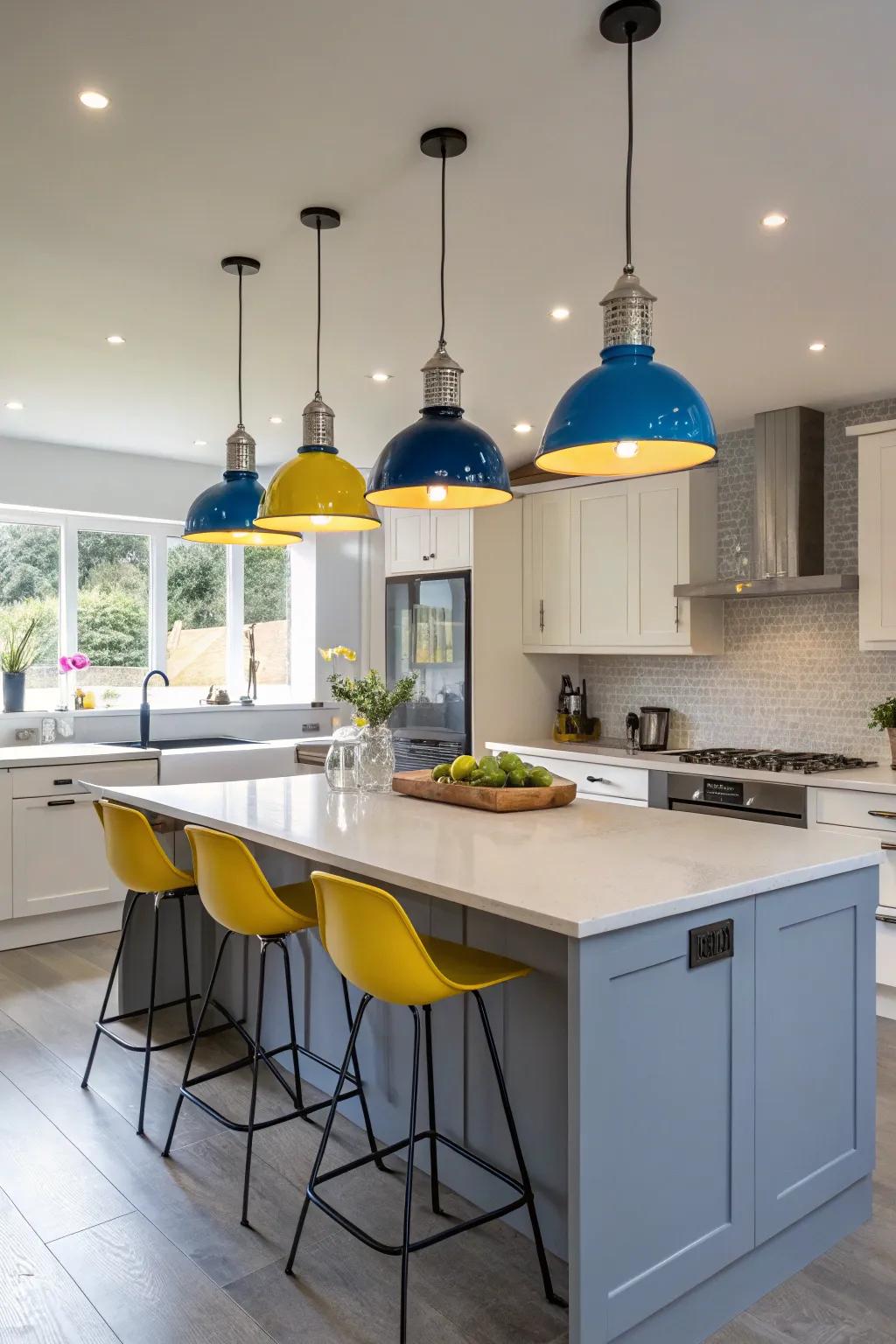 Statement lighting contributes a dramatic and cohesive touch.