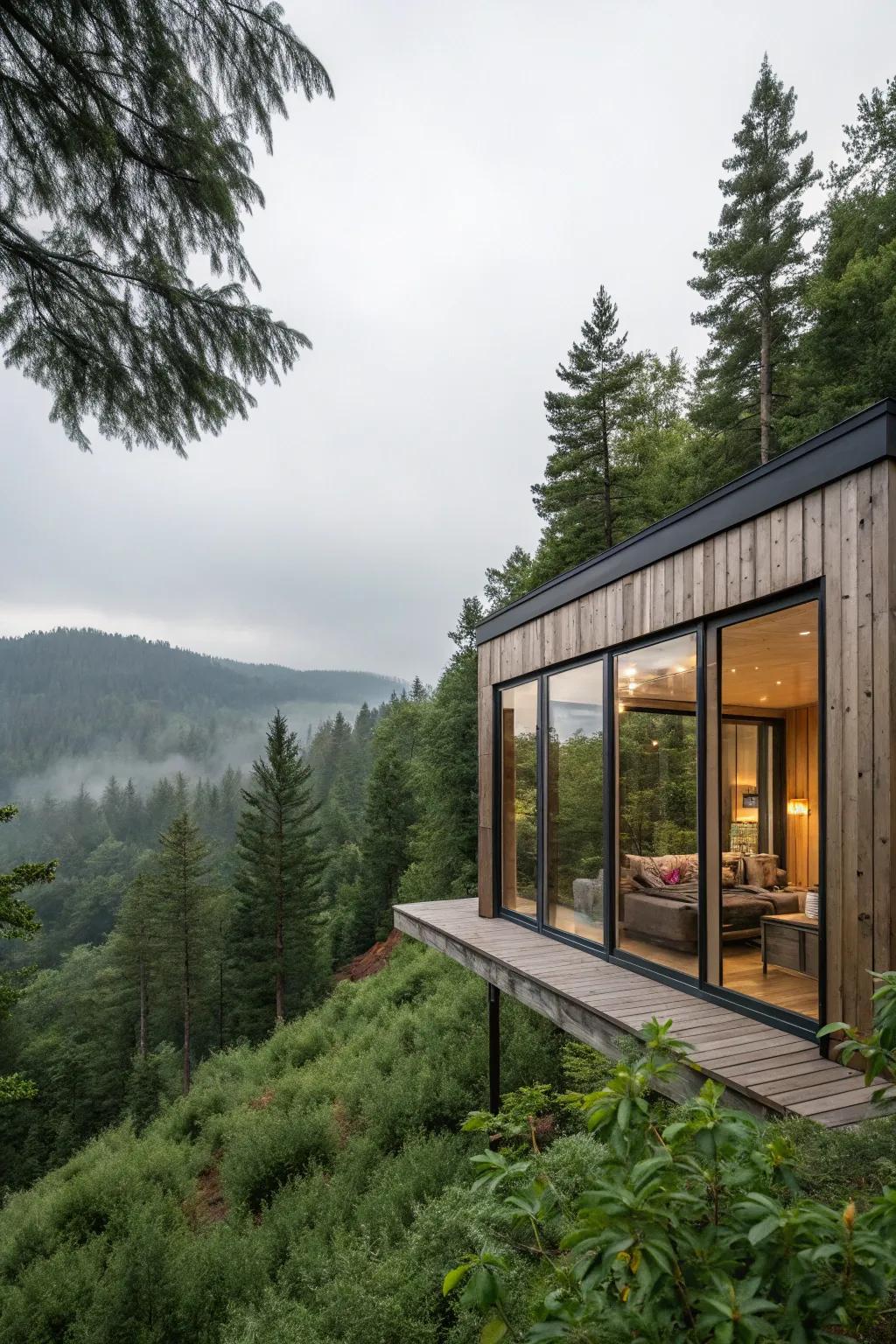 Large windows fill the area with sunlight and impressive views.