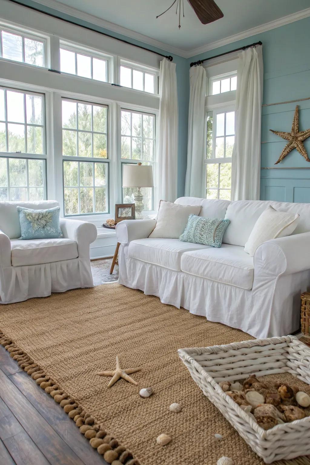 Covered furniture provides a carefree elegance.