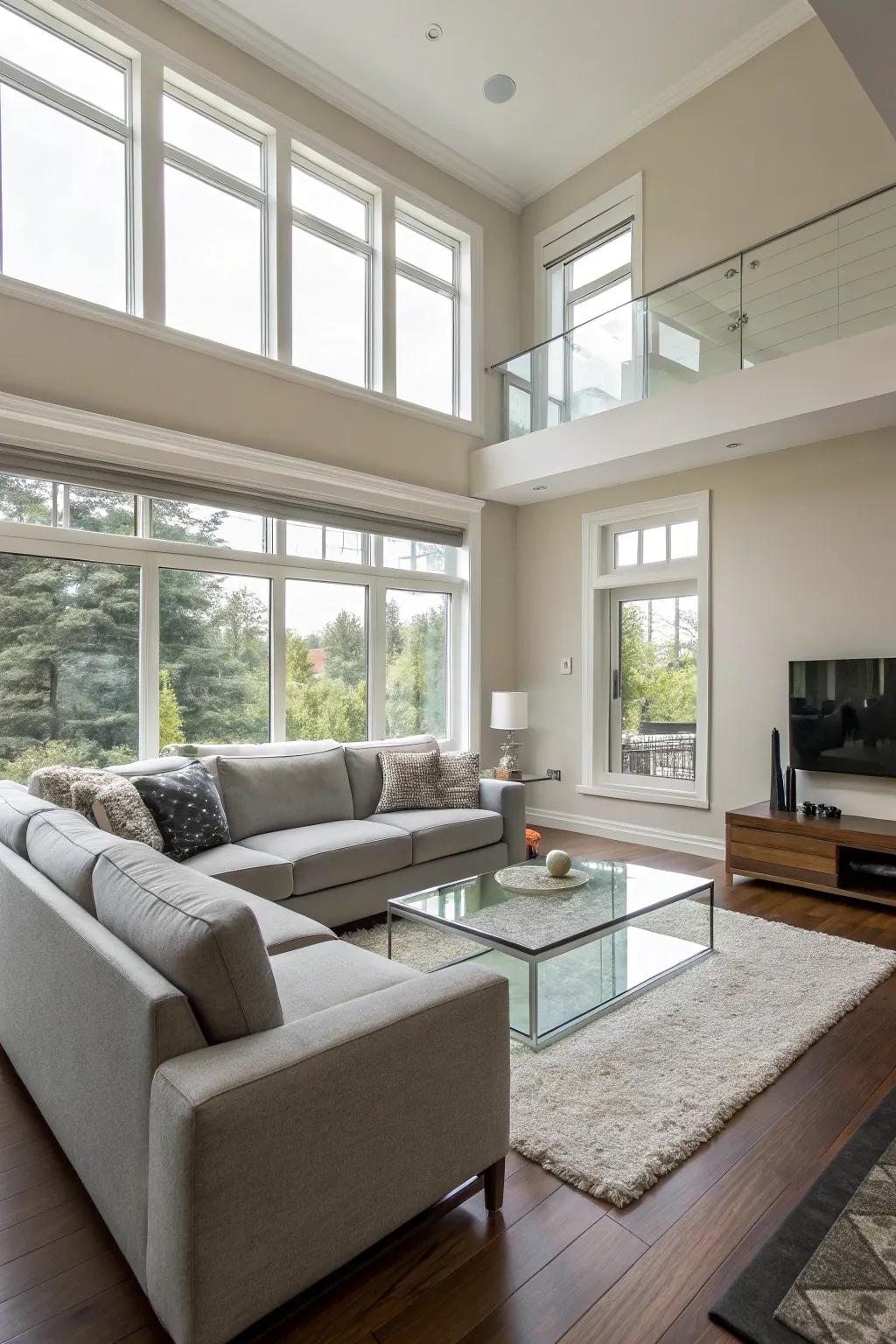A modern living area showcases sleek, contemporary furniture.