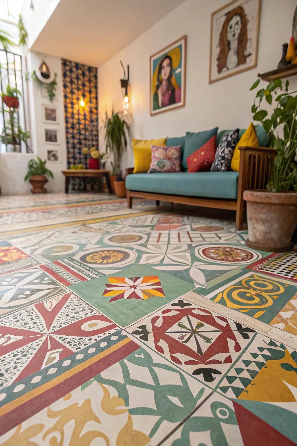 Incorporate individuality via patterned tile flooring.