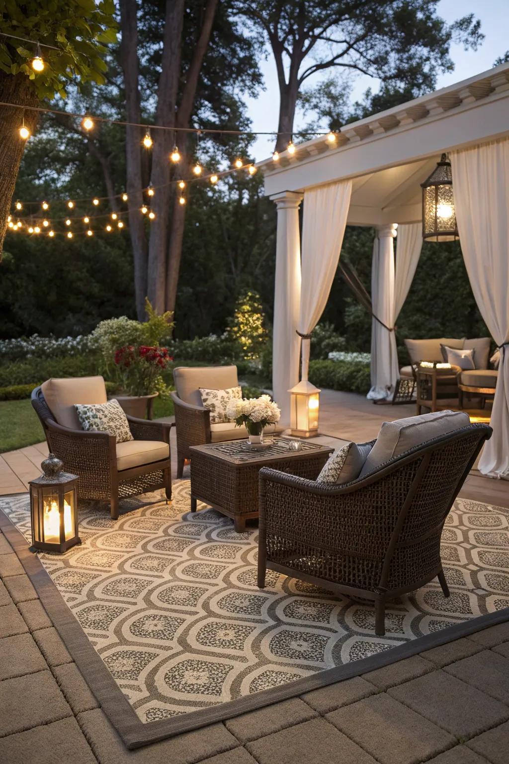 Exterior weaves add comfort and style to patio spaces.