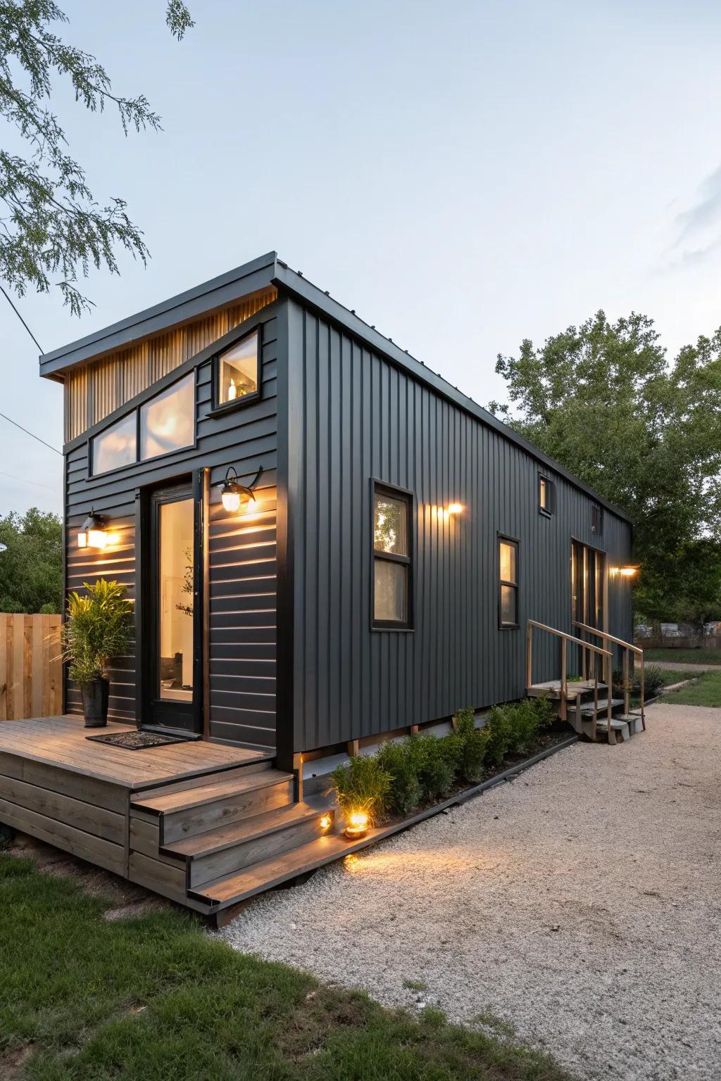 Charcoal and shiny accents for a polished, modern appearance.