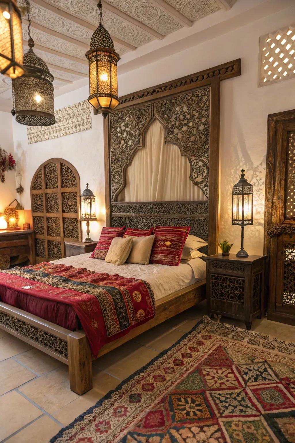 Unique furnishings act as a fascinating centerpiece to Moroccan design.