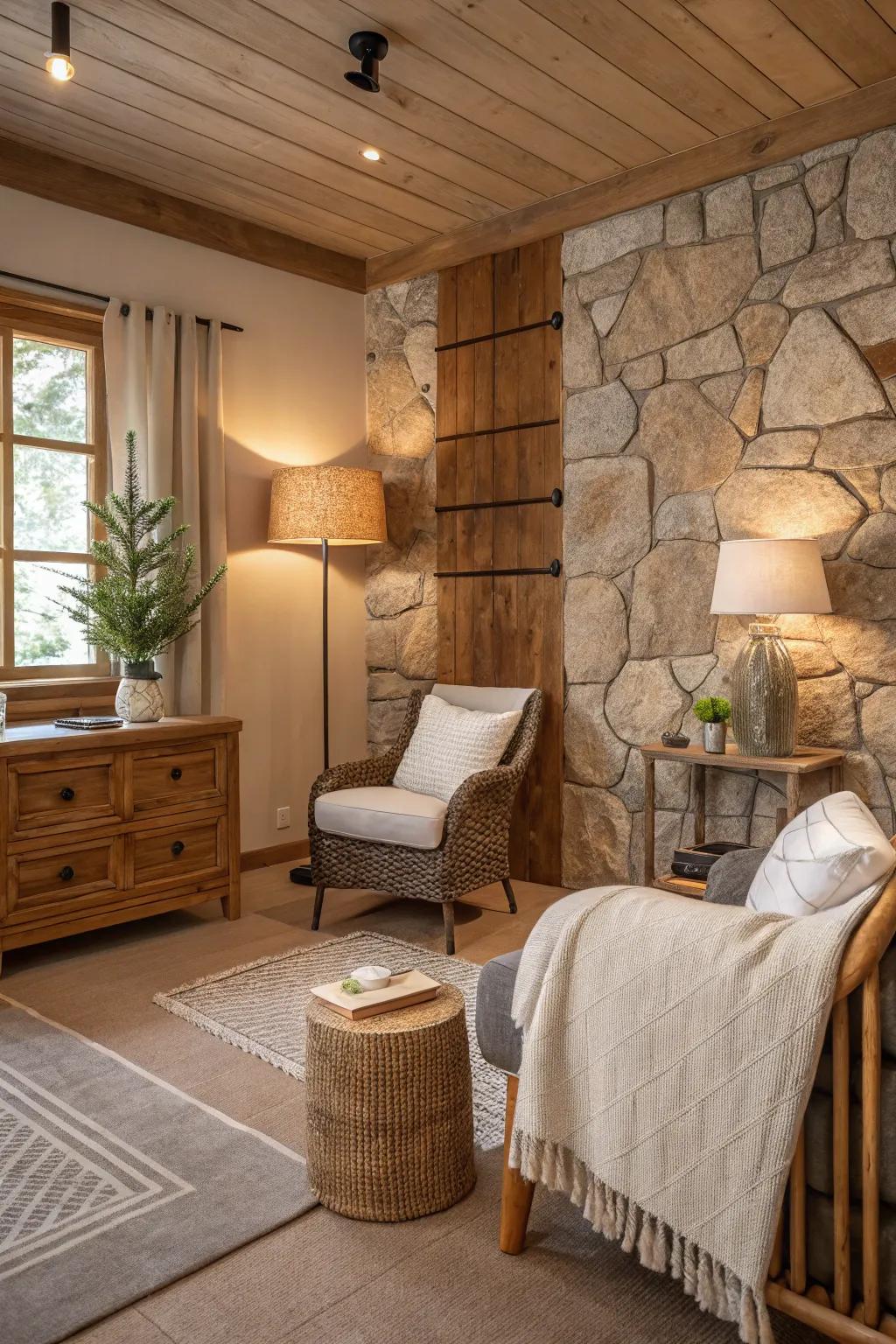 A tranquil space adorned with a soothing grounded color palette.