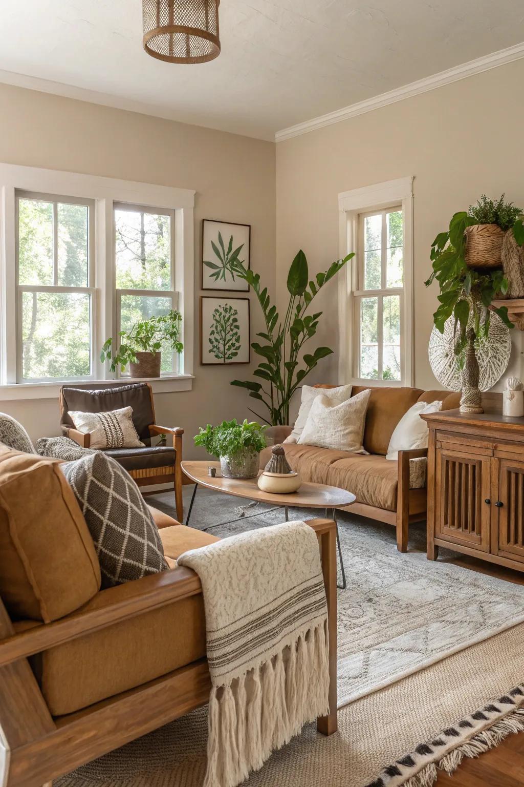 Neutral colors make this living room feel calm and balanced.