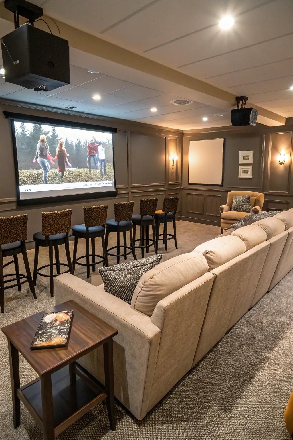 Flexible seating options make every viewing comfortable.