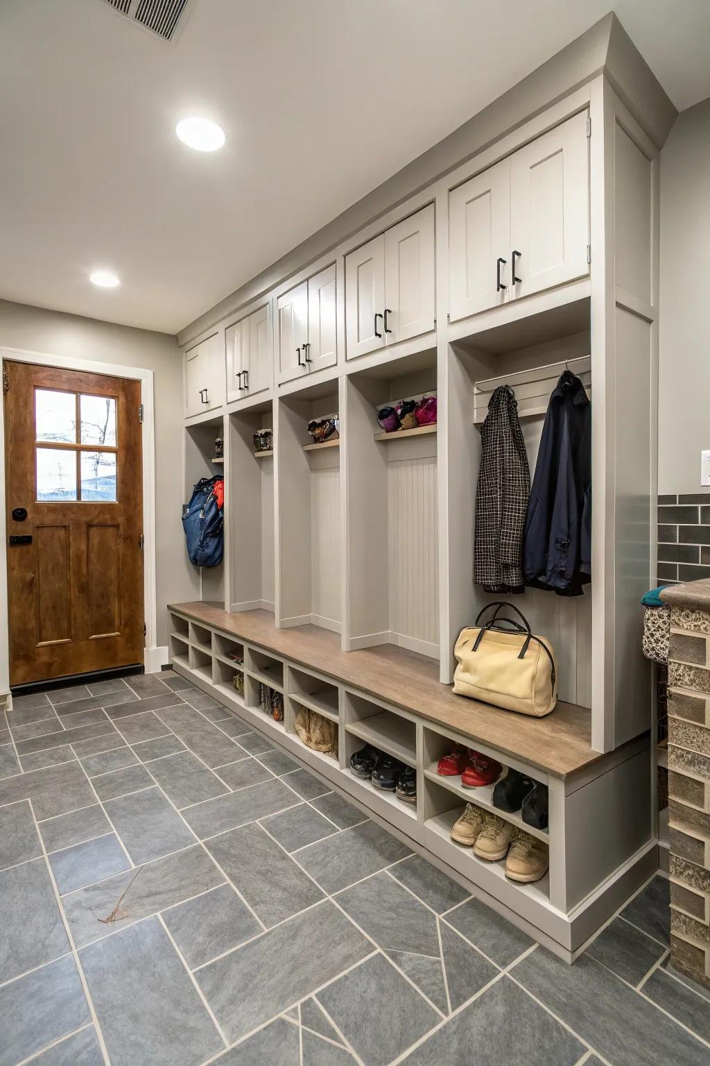 Resilient tiles suited for a high-traffic mudroom