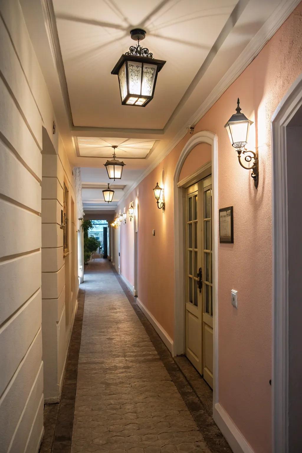 Soft, diffused lighting creates a cozy atmosphere in tight spaces.