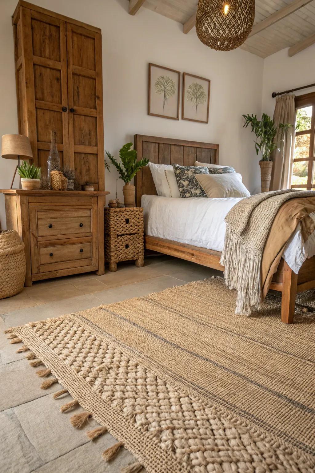 Plant fiber carpets present a sustainable and fashionable option.