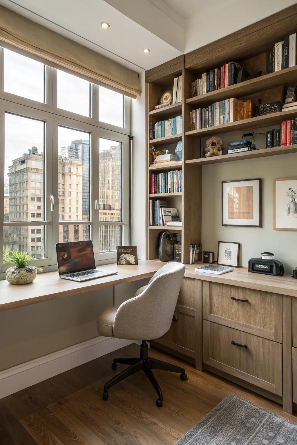 Optimize your workspace with a nook workstation showcasing integrated racking.