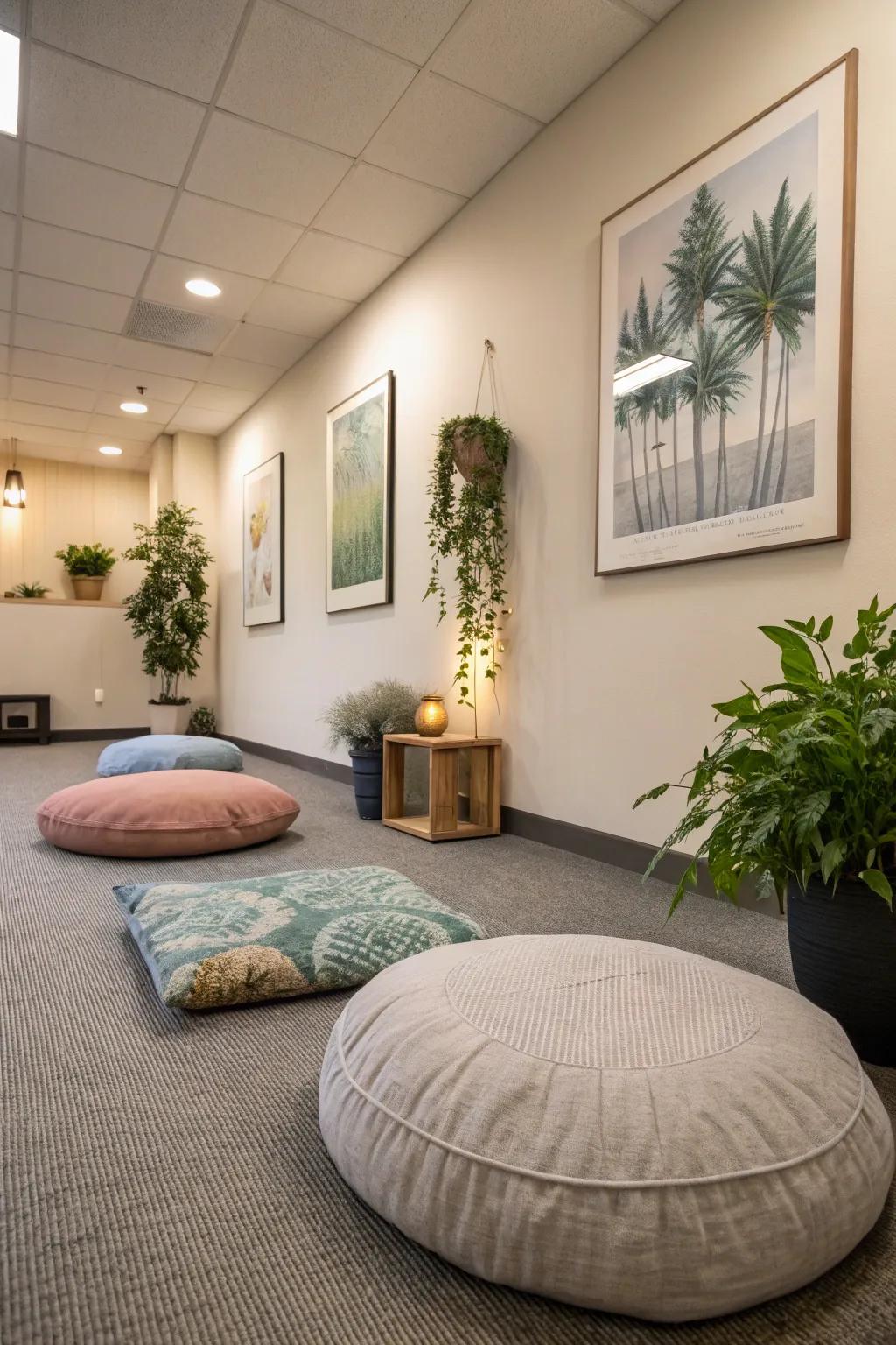 A peaceful mindfulness corner for moments of reflection.